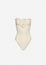 Load image into Gallery viewer, Sculptural rose bustier swimsuit in cream