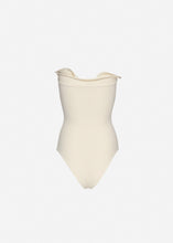 Load image into Gallery viewer, Sculptural rose bustier swimsuit in cream