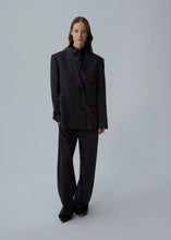 Load image into Gallery viewer, Pinstripe double-breasted blazer in dark brown
