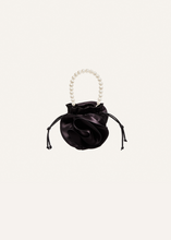Load image into Gallery viewer, Pearl Magda bag in black satin