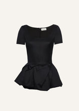 Load image into Gallery viewer, Silk peplum blouse in black