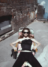 Load image into Gallery viewer, Wool and silk corset with sculptural neckline in black
