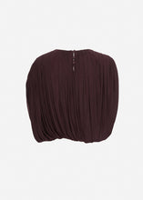 Load image into Gallery viewer, Sleeveless ruched bubble top in burgundy
