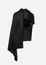 Load image into Gallery viewer, Silk asymmetric scarf blouse in black
