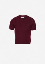 Load image into Gallery viewer, Short-sleeve mohair knit top in burgundy
