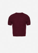 Load image into Gallery viewer, Short-sleeve mohair knit top in burgundy
