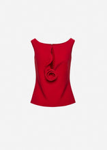 Load image into Gallery viewer, Floral appliqué keyhole top in red

