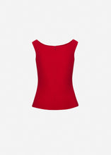 Load image into Gallery viewer, Floral appliqué keyhole top in red
