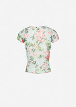 Load image into Gallery viewer, Fitted short-sleeve silk top in blue print
