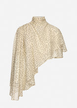 Load image into Gallery viewer, Flowy high-neck cropped blouse in cream dots print
