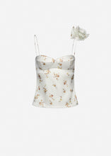 Load image into Gallery viewer, Flower appliqué silk tank in cream print
