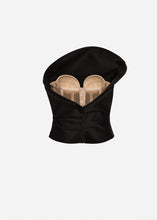 Load image into Gallery viewer, Sculptural strapless bustier top in black
