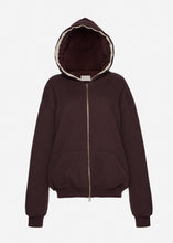 Load image into Gallery viewer, Lace-detail zip up hoodie in brown
