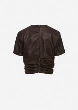 Load image into Gallery viewer, Leather knotted t-shirt in brown
