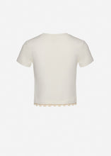 Load image into Gallery viewer, Lace-detail classic t-shirt in cream
