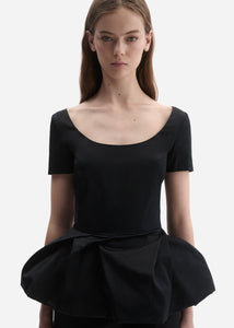 Silk peplum blouse in black