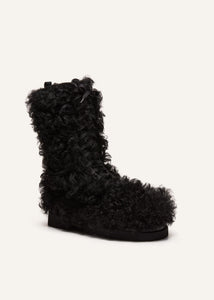 AW22 COMBAT BOOTS FUR BLACK