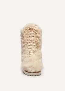 AW22 COMBAT BOOTS FUR CREAM