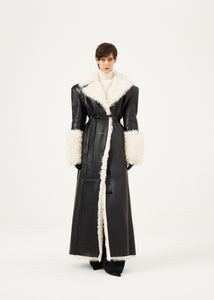 AW23 LEATHER 18 COAT CREAM BLACK