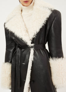 AW23 LEATHER 18 COAT CREAM BLACK