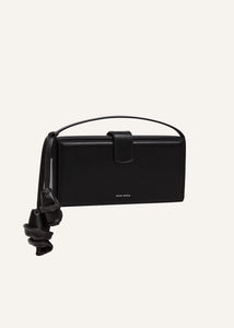 Apolonia bag in black leather with flower charm