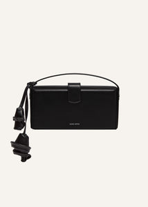 Apolonia bag in black leather with flower charm
