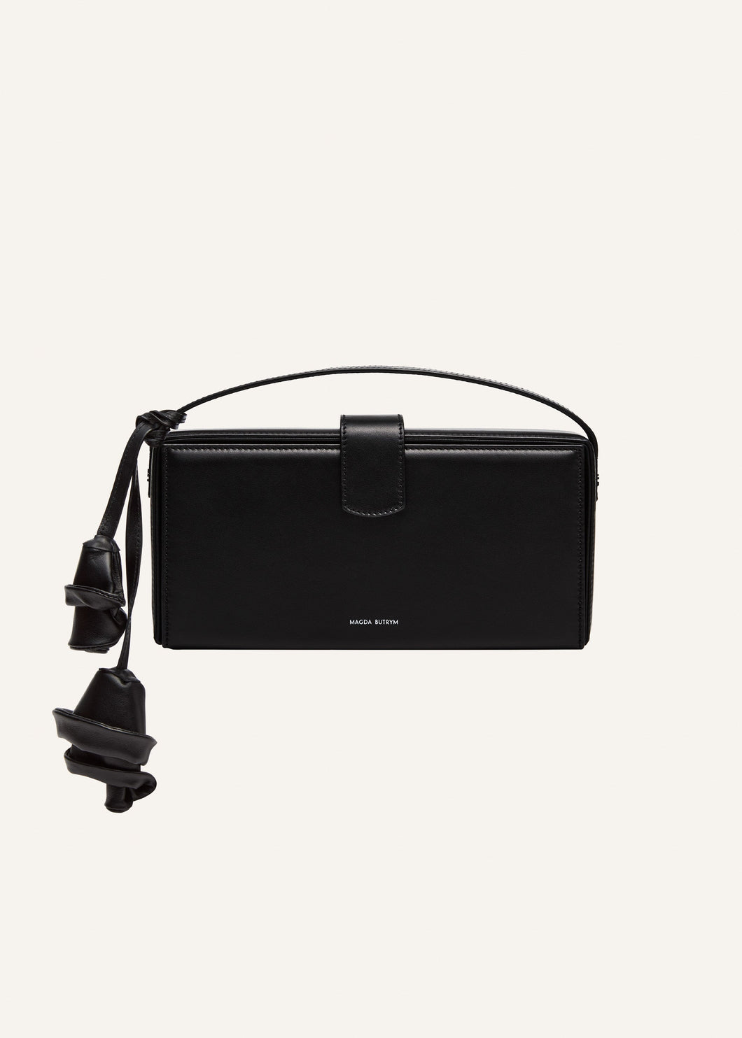 Apolonia bag in black leather with flower charm