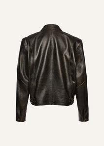 AW24 LEATHER 01 JACKET BROWN