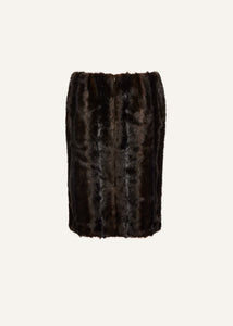 AW24 SKIRT 01 BROWN FAUX FUR