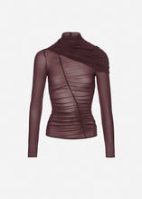 Load image into Gallery viewer, Ruched cape-effect top in burgundy
