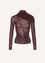 Load image into Gallery viewer, Ruched cape-effect top in burgundy
