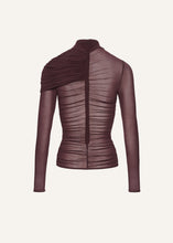 Load image into Gallery viewer, Ruched cape-effect top in burgundy
