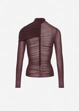 Load image into Gallery viewer, Ruched cape-effect top in burgundy
