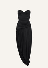 Load image into Gallery viewer, Open-leg draped maxi dress in black
