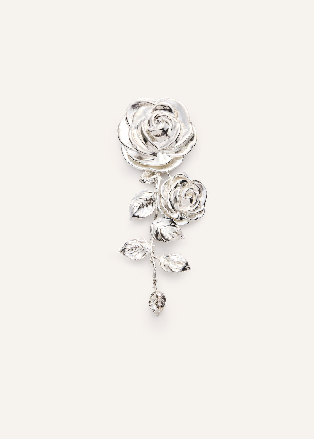 Cascading rose earring in silver