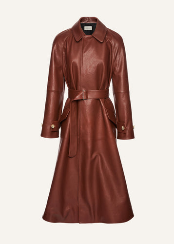 AW25 LEATHER 06 COAT BORDEAUX
