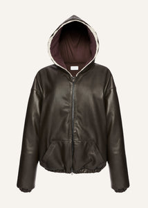 AW25 LEATHER 08 HOODIE BLACK
