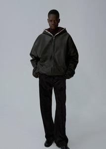 AW25 LEATHER 08 HOODIE BLACK