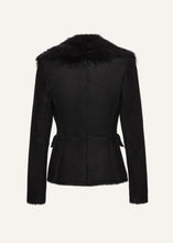Load image into Gallery viewer, Fur-collar shearling jacket in black

