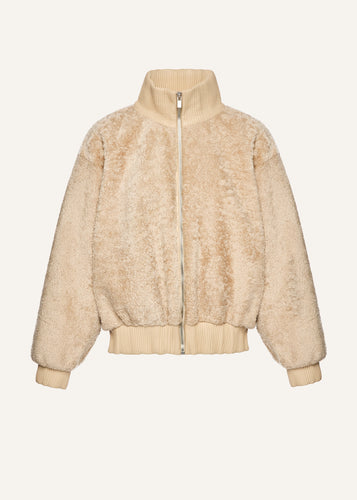 AW25 LEATHER 14 JACKET SHEARLING BEIGE