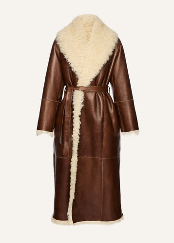 AW25 LEATHER 15 SHEARLING BROWN