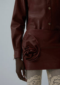 AW25 LEATHER 19 SHIRT BORDEAUX