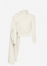 Load image into Gallery viewer, Draped scarf sweatshirt in cream
