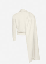 Load image into Gallery viewer, Draped scarf sweatshirt in cream
