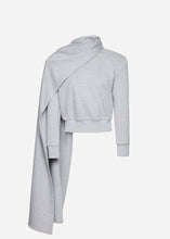 Load image into Gallery viewer, Draped scarf sweatshirt in grey
