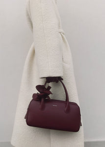 Brigitte bag in burgundy leather and silver