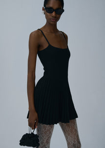 Knit skater tank dress in black