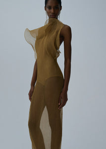 Silk organza gown in beige