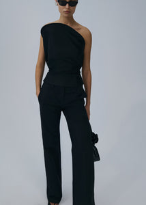 Front-pleat classic trousers in black