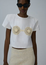 Load image into Gallery viewer, Crochet bra t-shirt in white
